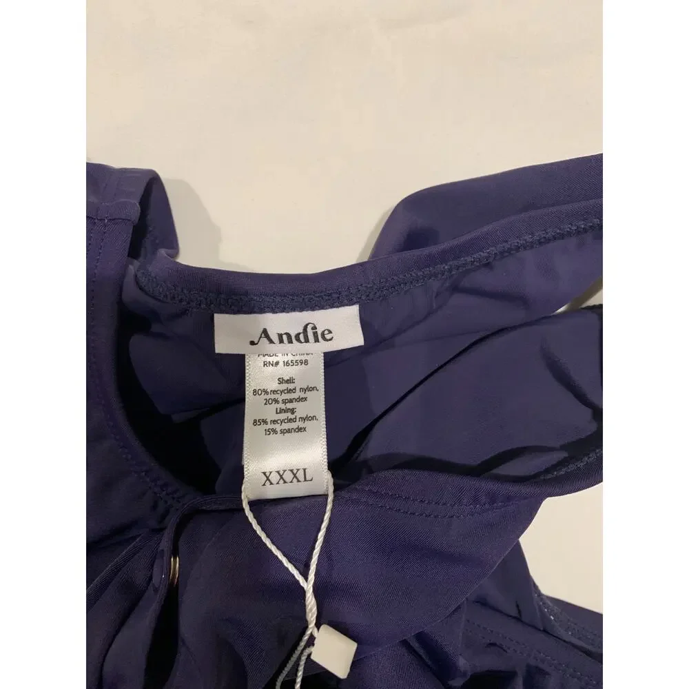 Andie Womens Malibu One Piece Swimsuit Size 20 XXXL NEW Navy Blue High Neckline